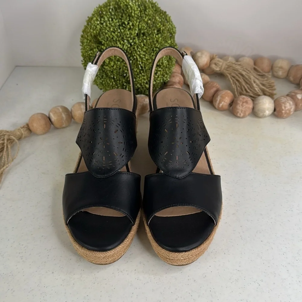 SOUL Naturalizer Ocean Women's Wedge Sandals Sz 11 Black